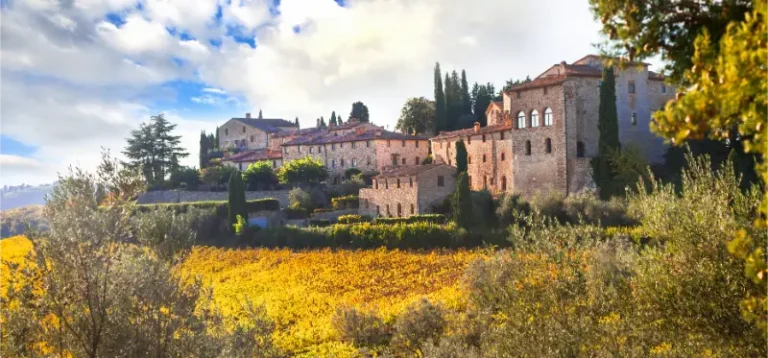 Chianti Vineyards And Old Village Tuscany