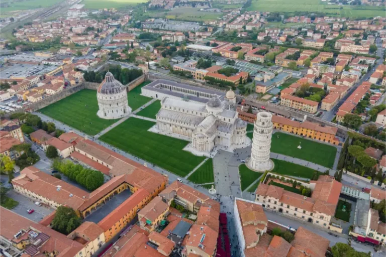 Leaning Tower Of Pisa Aerial View Tuscany