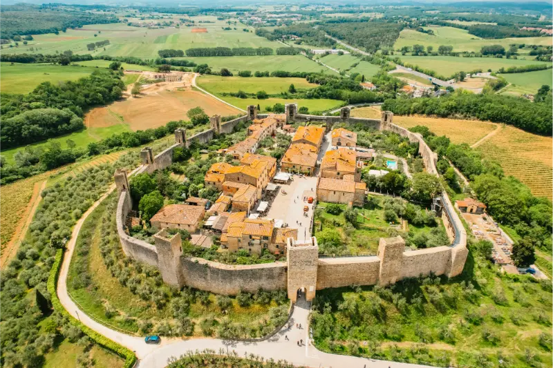 Monteriggioni Walled Town Aerial View Tuscany